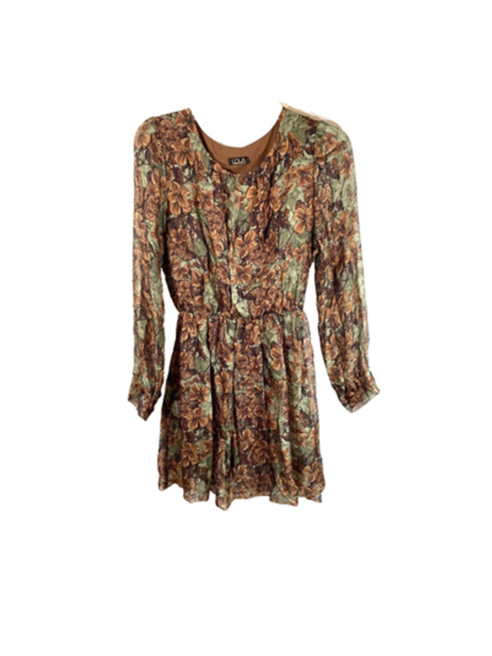 LOLA Italy Silk Blend Long Sleeve Jungle Print Fit & Flare Dress Sz S